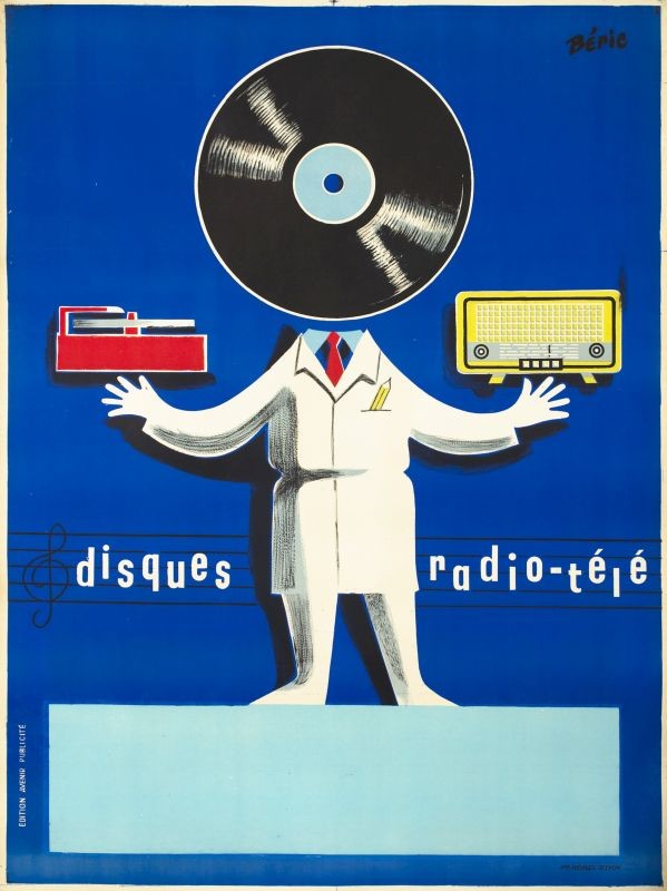Man with phonograph for a head