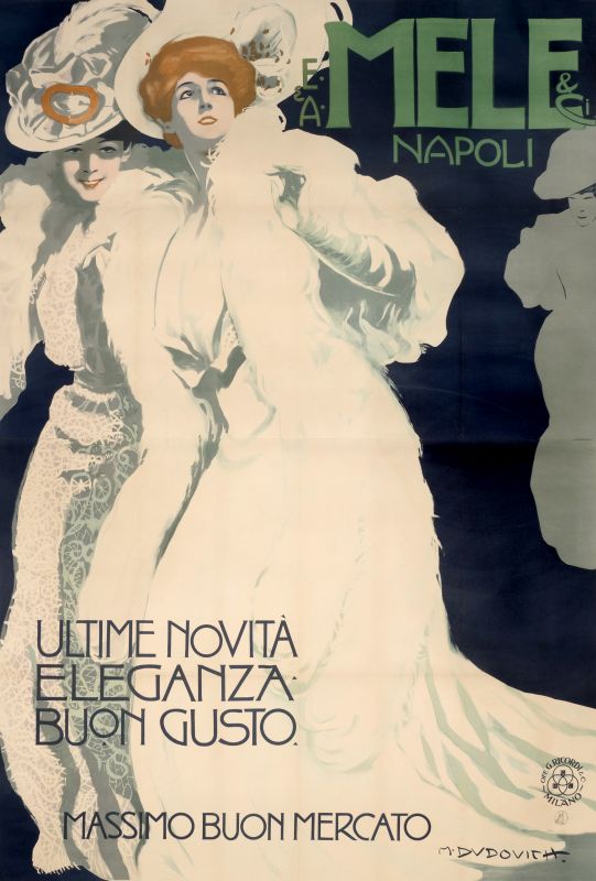 Two elegant young women in white lace dresses in spotlight; blue, green, white