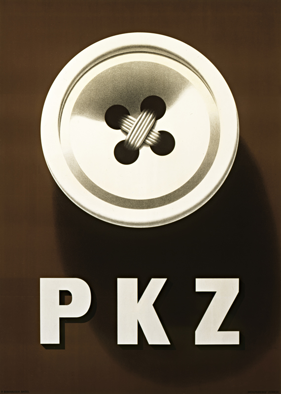 Button with thread connecting to unseen coat; white, brown