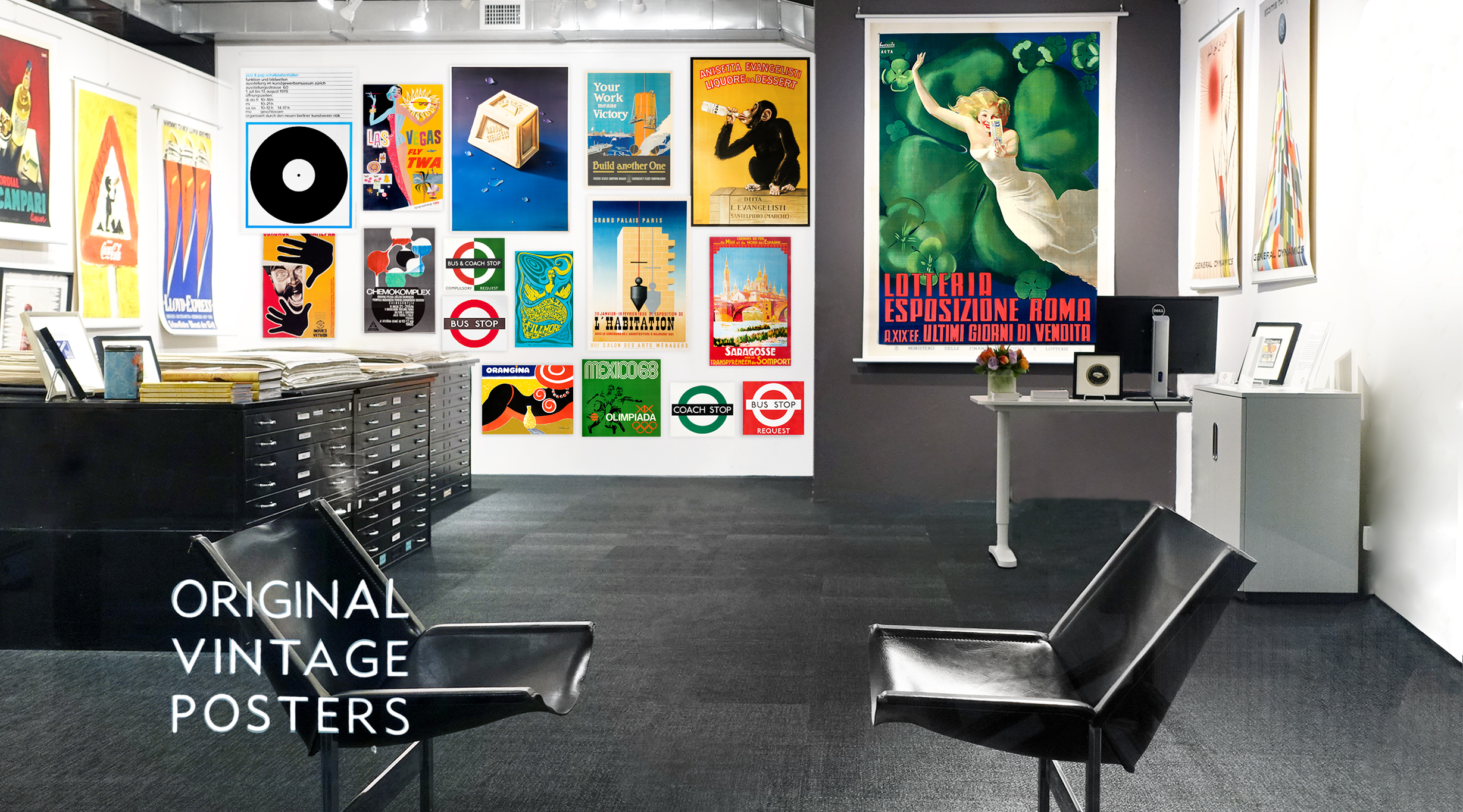 Photo of International Poster Gallery filled with vintage original posters