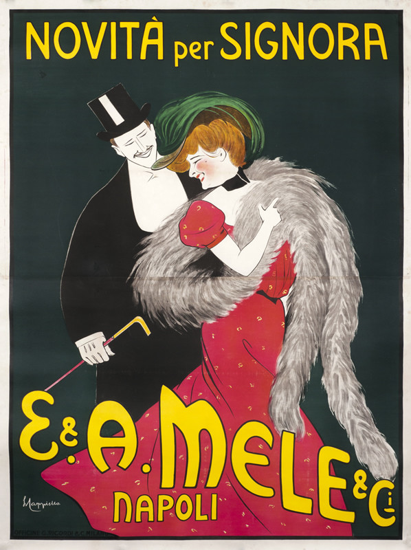 MAN & WOMAN IN EVENING DRESS; RED, YELLOW, BLACK, GREEN