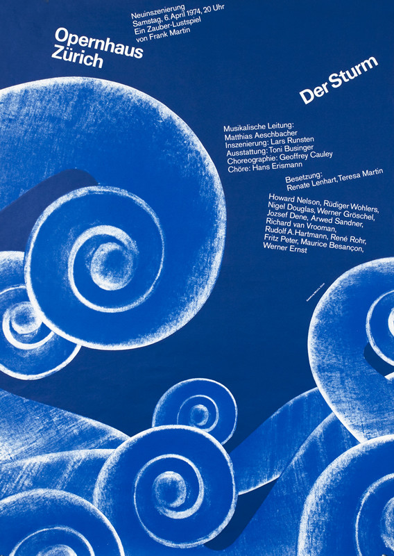 Wave pattern created by Bass finials; blue